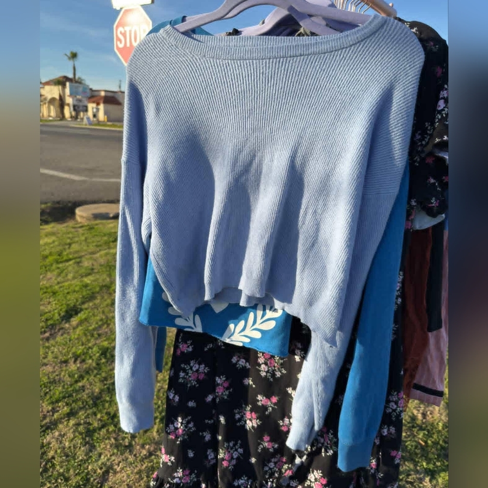 La Hearts Sky Blue Crew Neck Sweater